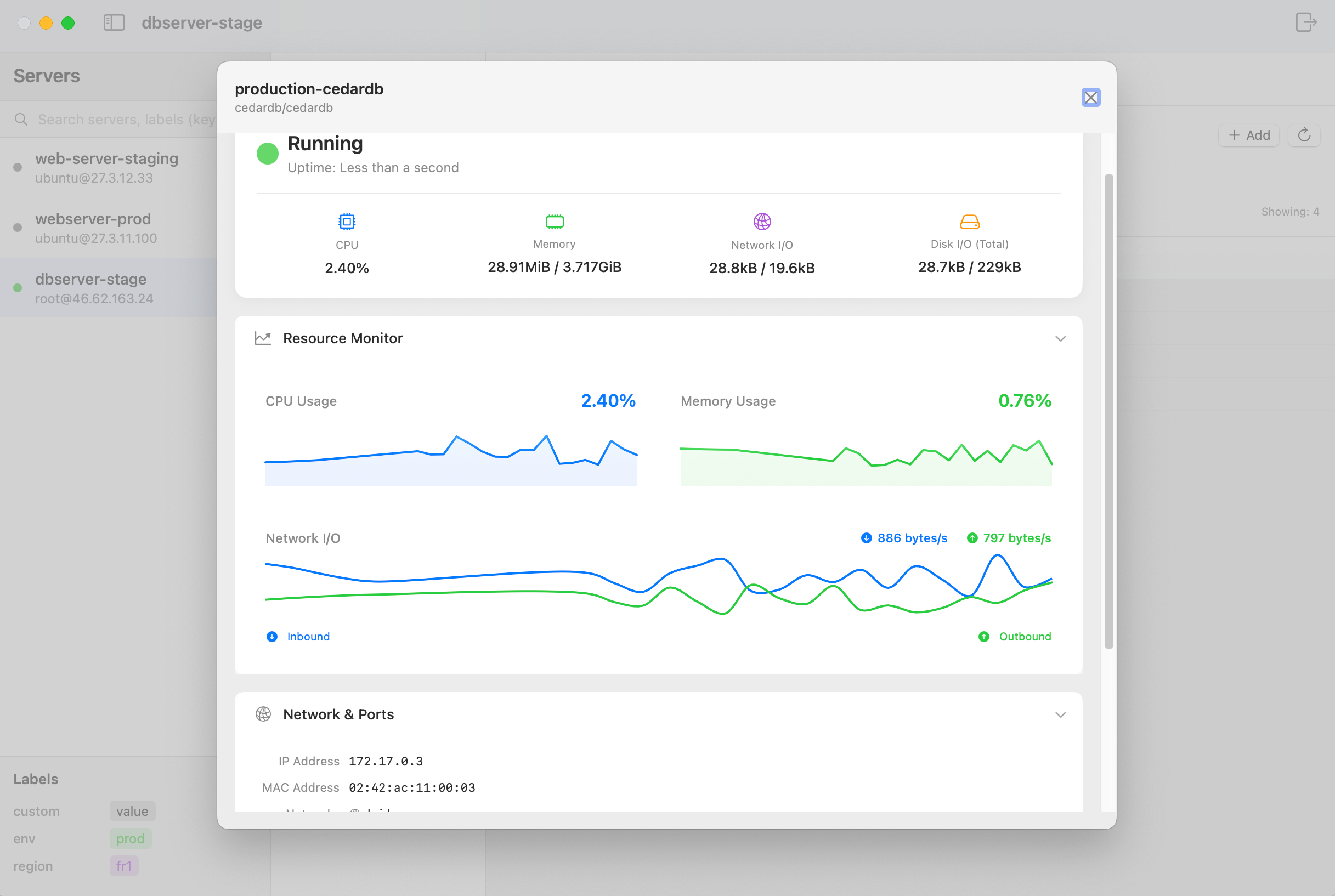 CedarDB Container Resource Monitoring
