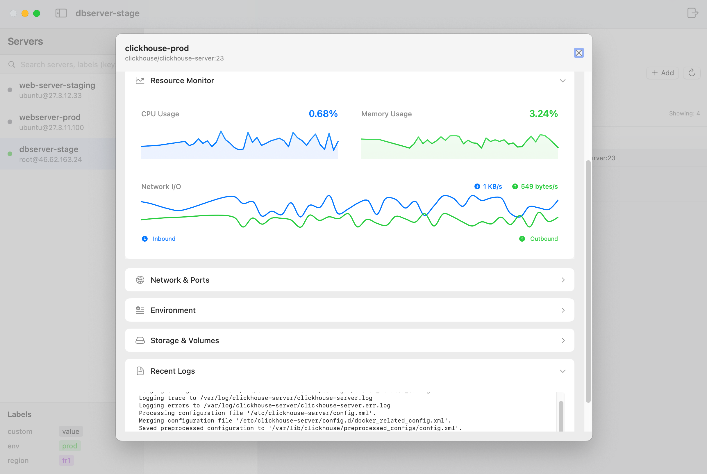 ClickHouse Container Resource Monitoring