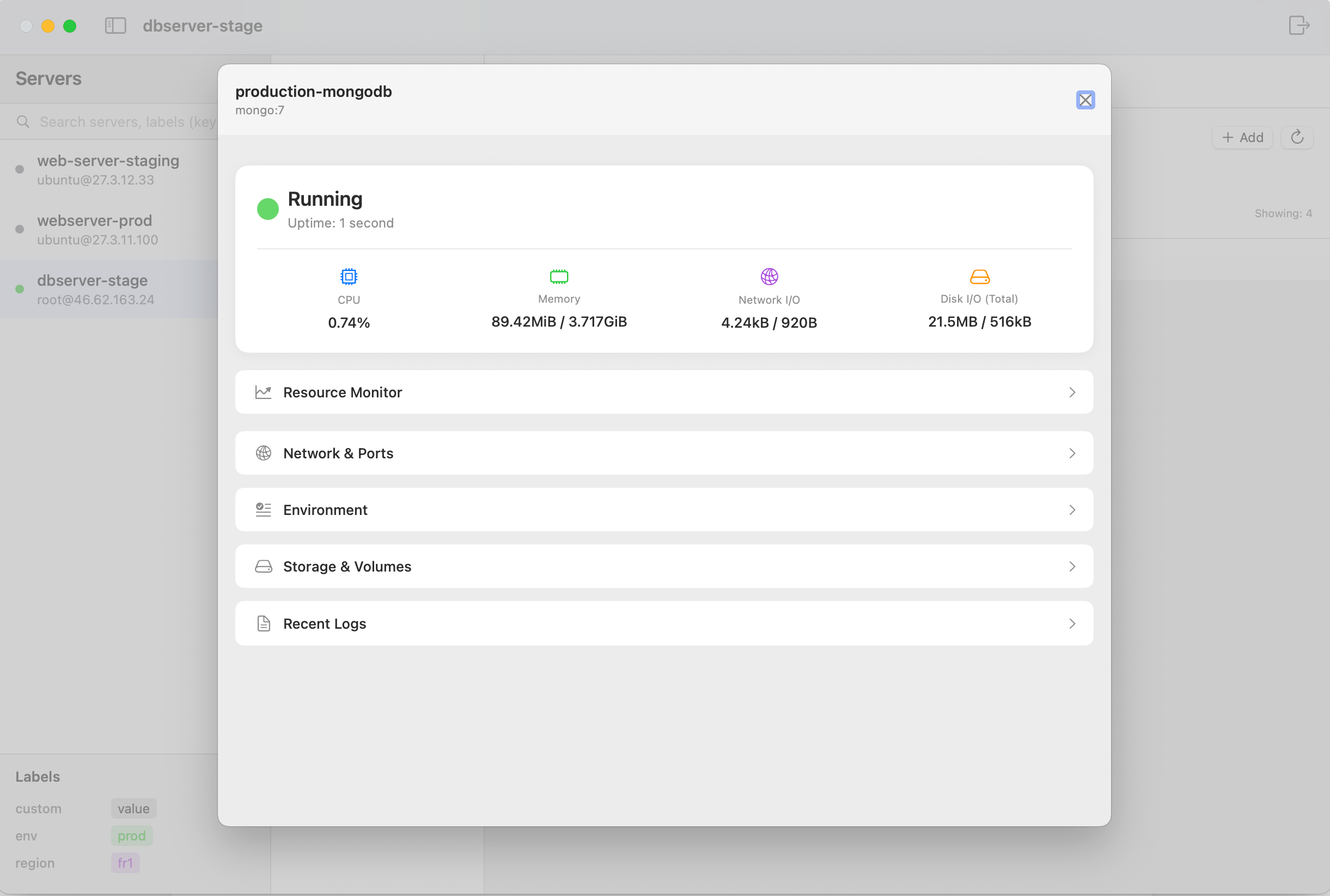 MongoDB Container Resource Monitoring