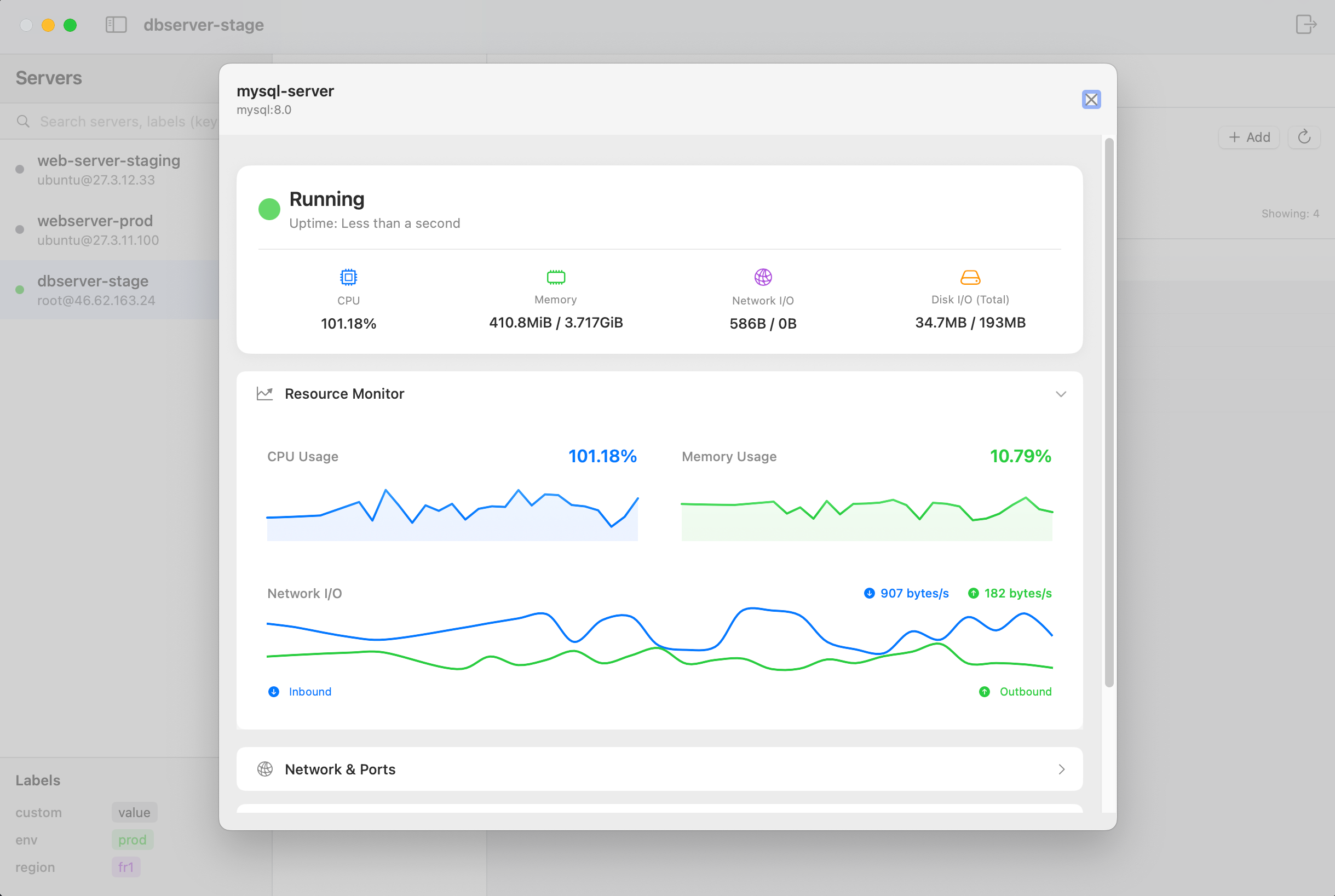 MySQL Container Resource Monitoring